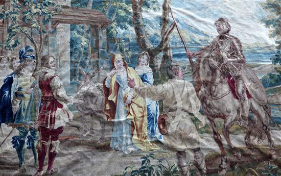 An early 18th century Brussels tapestry depicting Don Quixote, 11ft 10in. x 12ft